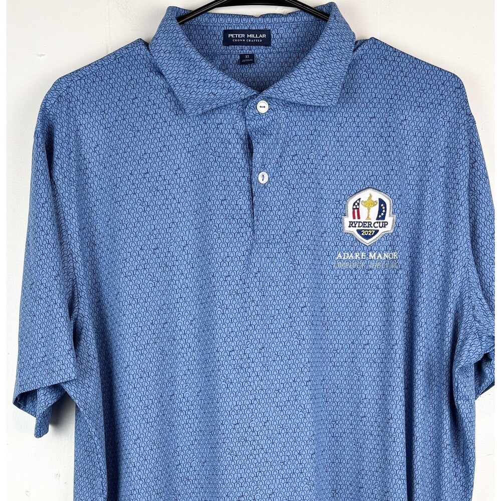Peter Millar Crown Crafted XL Blue Golf Polo Ryder Cup 2027 Adare Manor